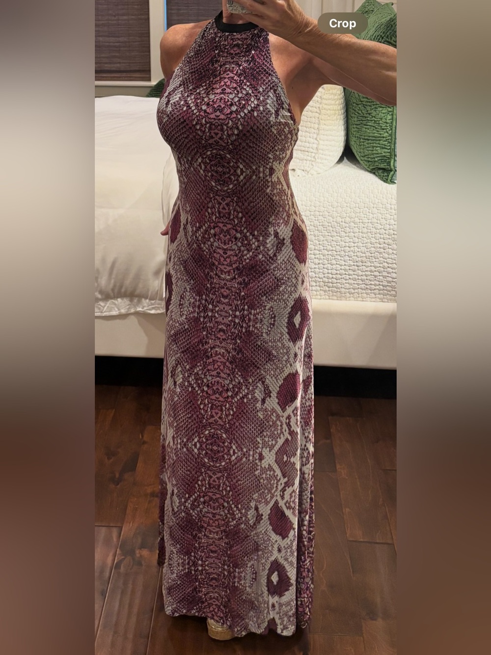 Guess by Marciano Lattice Neck Snake Print Maxi Dress SZ XS